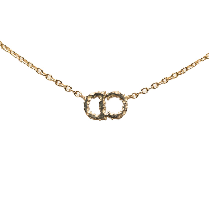 Dior plaqué Strass CD Logo Pendant Collier
