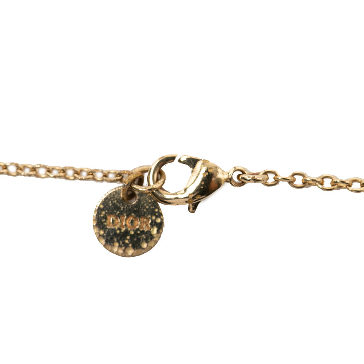 Dior plaqué Strass CD Logo Pendant Collier