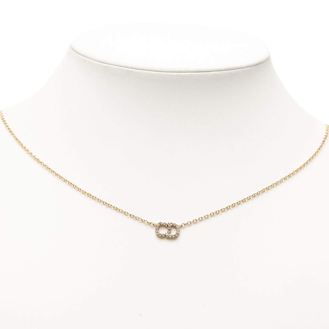 Dior plaqué Strass CD Logo Pendant Collier