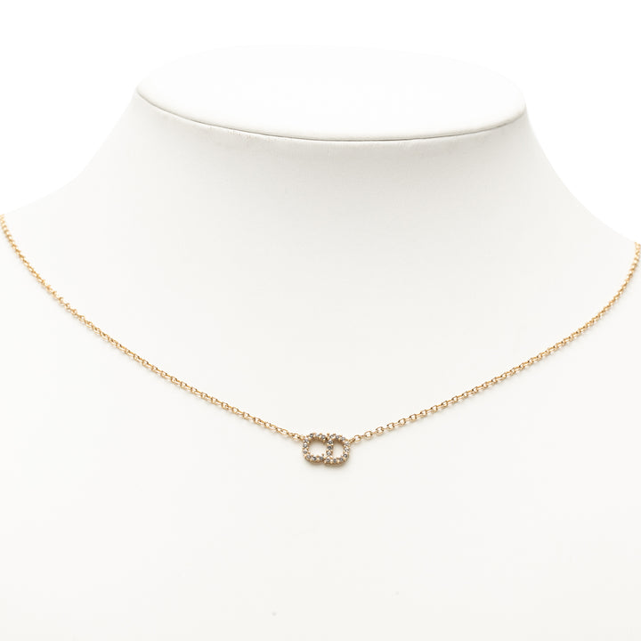 Dior plaqué Strass CD Logo Pendant Collier