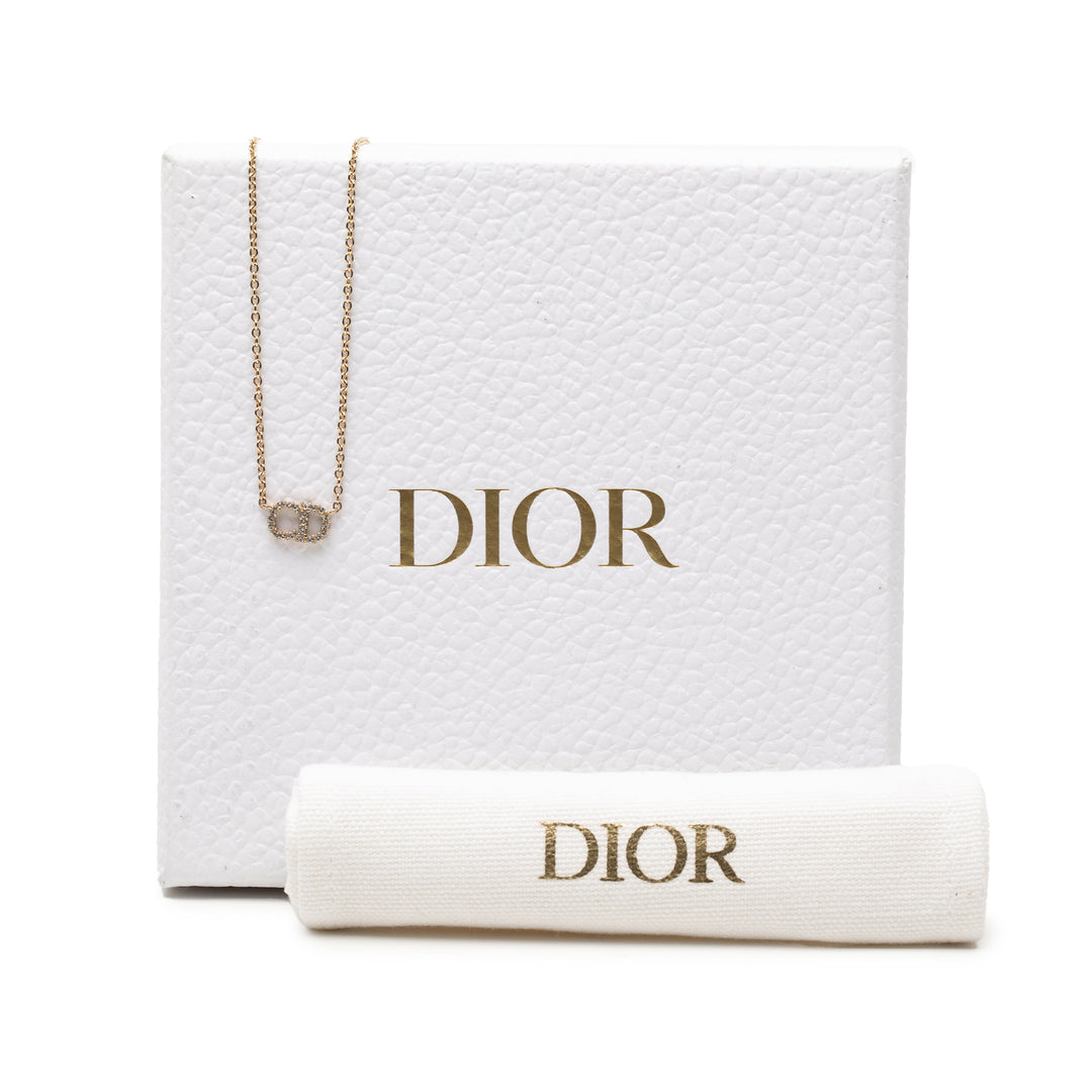 Dior plaqué Strass CD Logo Pendant Collier