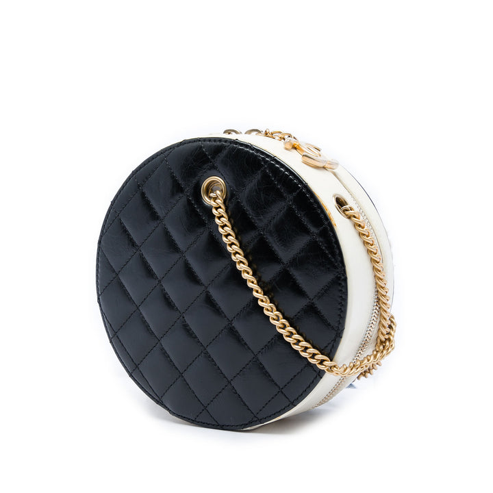 Froissé En Vogue Rond Sac Cuir de veau Noir