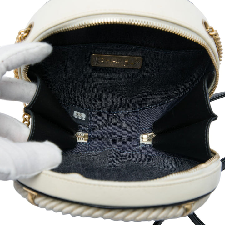 Froissé En Vogue Rond Sac Cuir de veau Noir