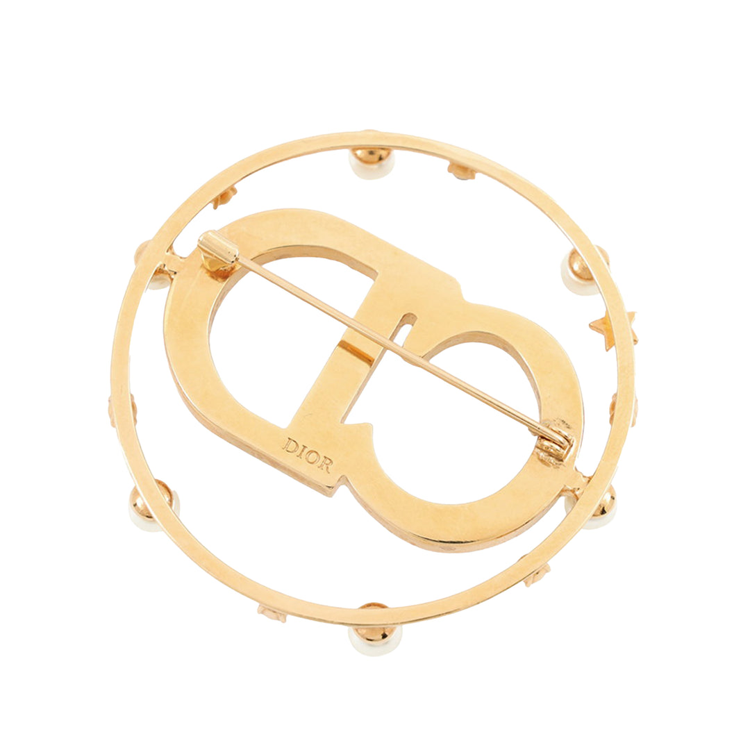 Dior plaqué Cristal et Perles fantaisie Clair D Lune Broche Doré