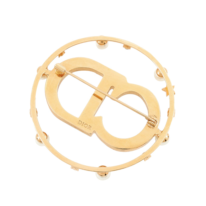 Dior plaqué Cristal et Perles fantaisie Clair D Lune Broche Doré