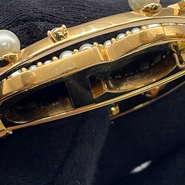 Dior plaqué Cristal et Perles fantaisie Clair D Lune Broche Doré