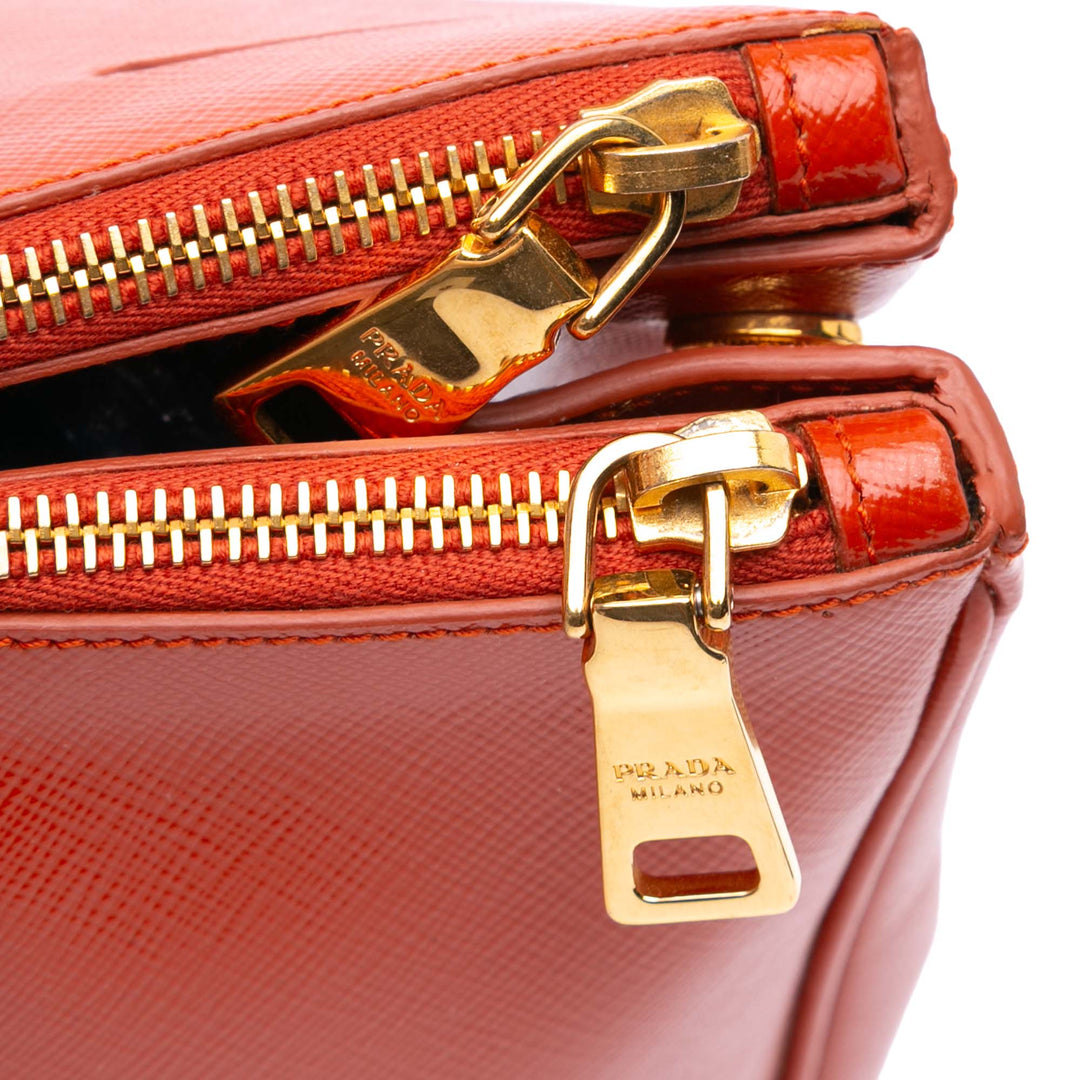 Prada Medium Saffiano Vernice Galleria Double Zip Sac