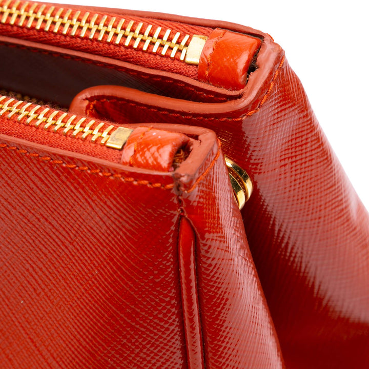 Prada Medium Saffiano Vernice Galleria Double Zip Sac