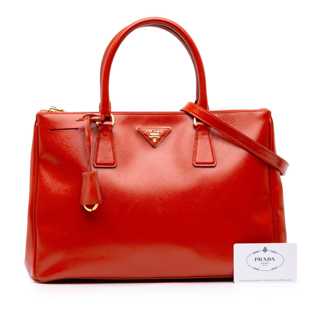 Prada Medium Saffiano Vernice Galleria Double Zip Sac