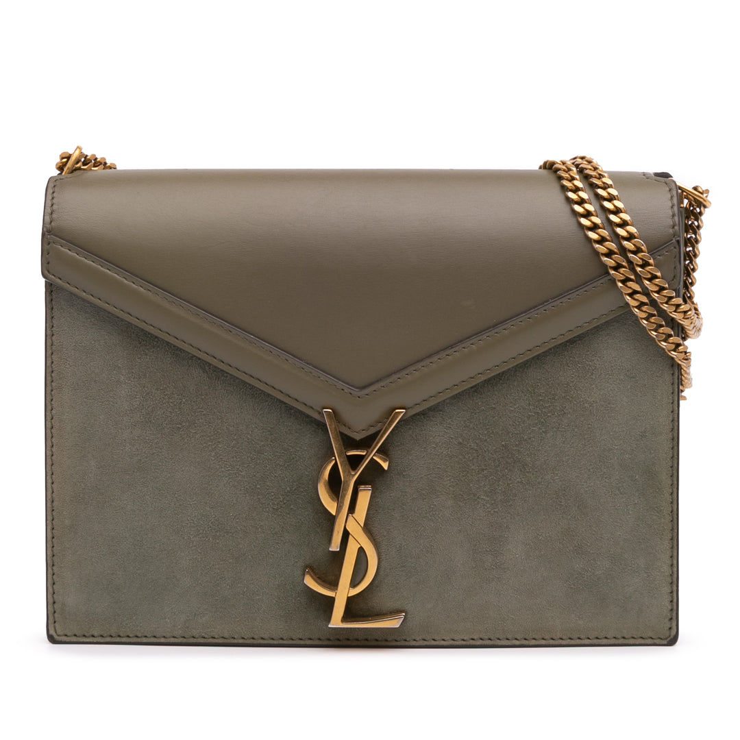 Saint Laurent Daim and Cuir de veau Monogram Cassandra Clasp Bag Marron – GABY PARIS Authentique