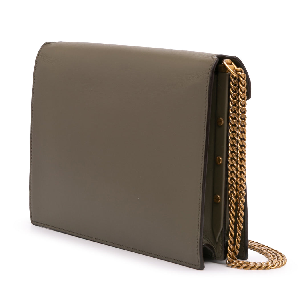 Saint Laurent Daim and Cuir de veau Monogram Cassandra Clasp Bag Marron – GABY PARIS Authentique