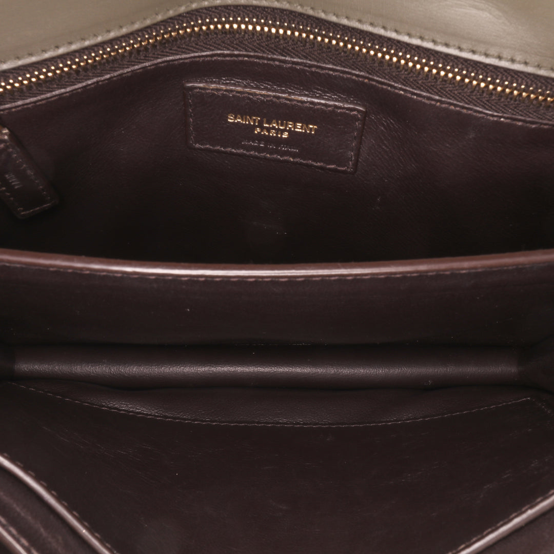Saint Laurent Daim and Cuir de veau Monogram Cassandra Clasp Bag Marron – GABY PARIS Authentique