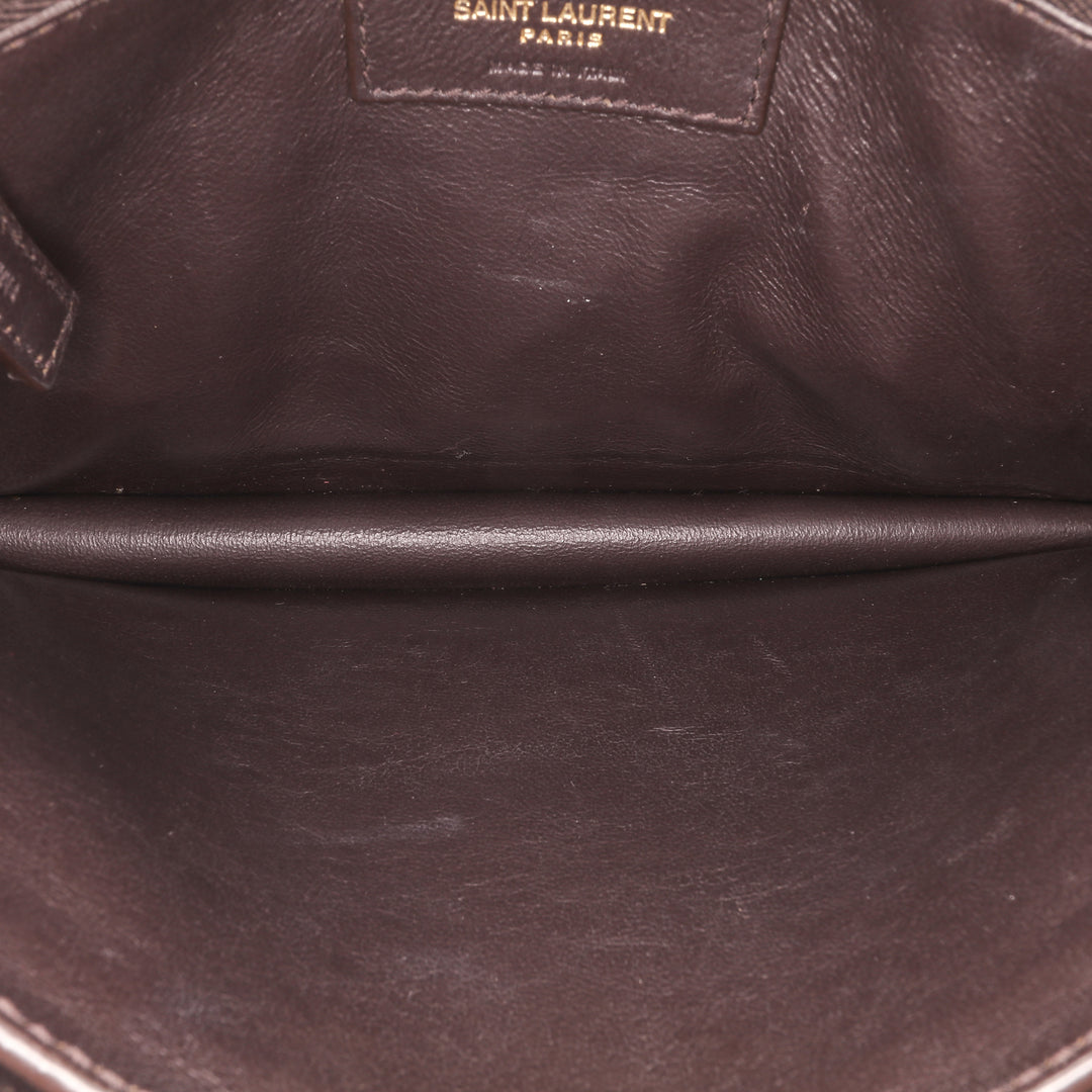 Saint Laurent Daim and Cuir de veau Monogram Cassandra Clasp Bag Marron – GABY PARIS Authentique