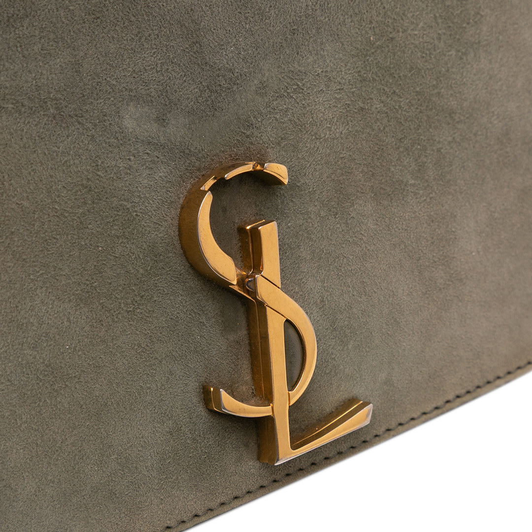 Saint Laurent Daim and Cuir de veau Monogram Cassandra Clasp Bag Marron – GABY PARIS Authentique