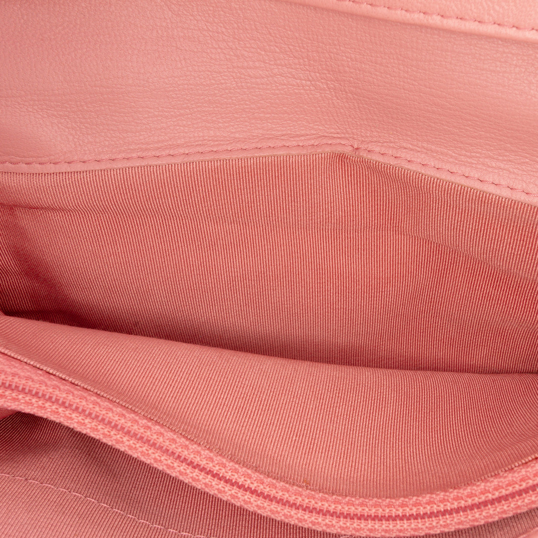 Chanel CC Quilted Cuir d’agneau Bifold Long Wallet Rose