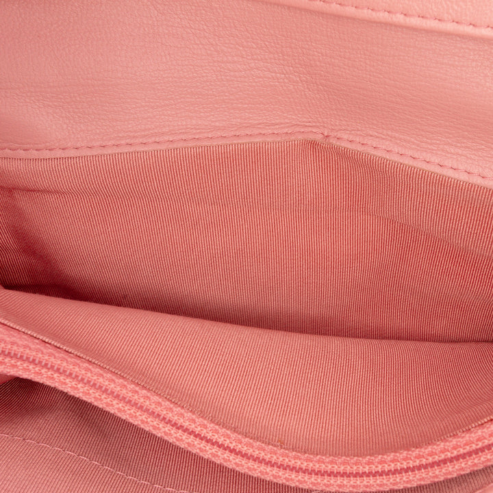 Chanel CC Quilted Cuir d’agneau Bifold Long Wallet Rose