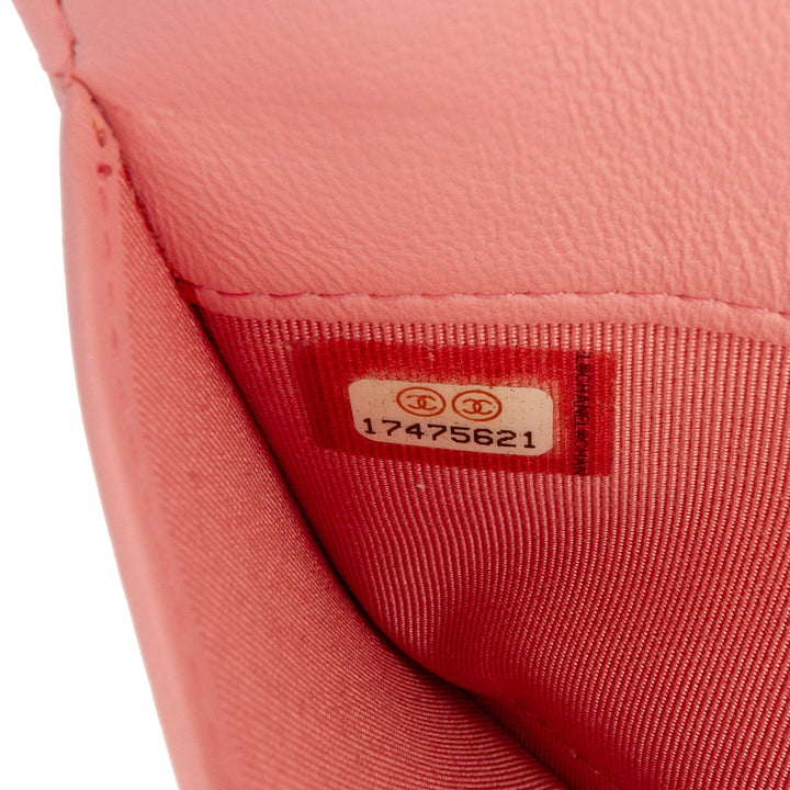Chanel CC Quilted Cuir d’agneau Bifold Long Wallet Rose