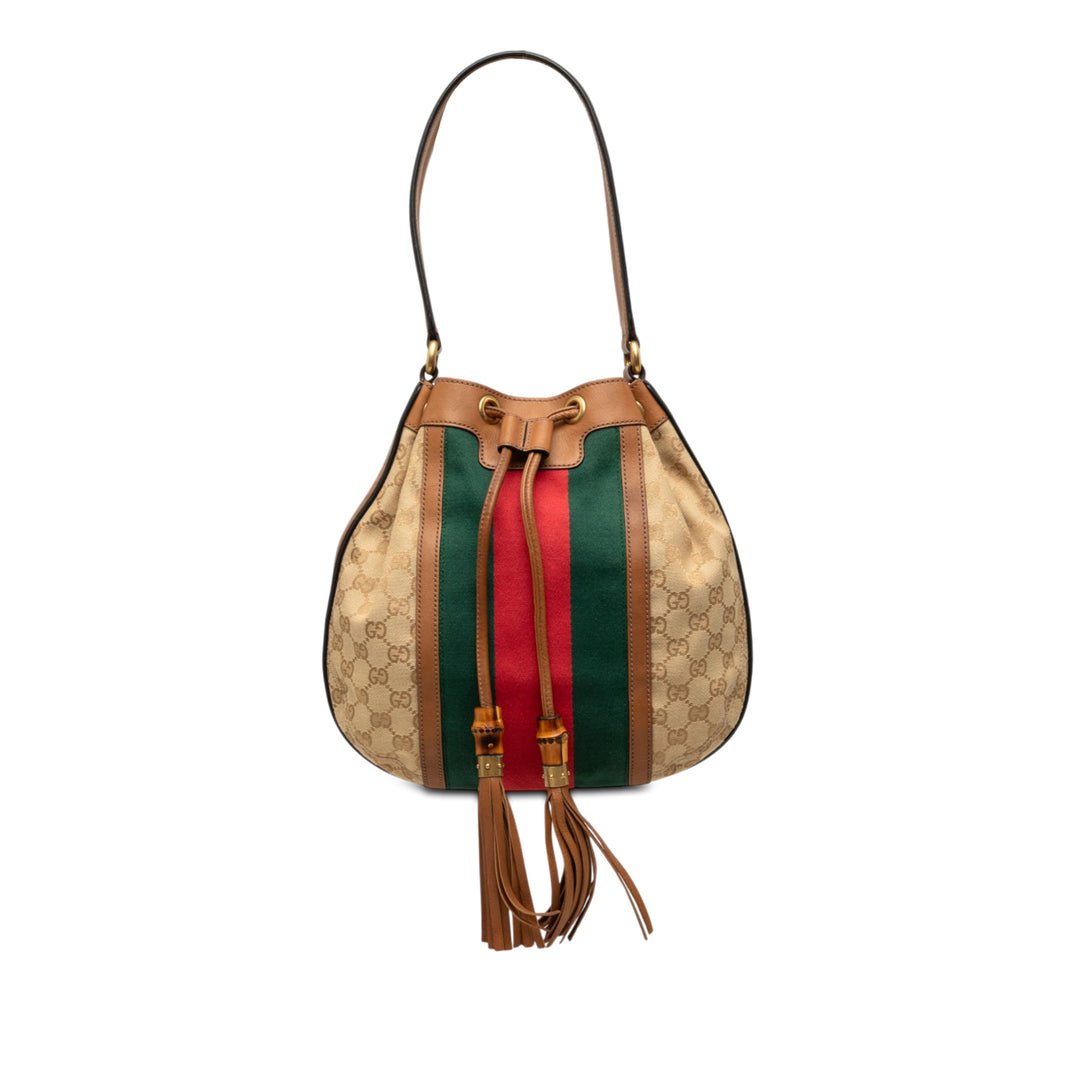 Gucci Sac porté épaule GG Web Rania Cordon Hobo Beige – vue principale – GABY PARIS