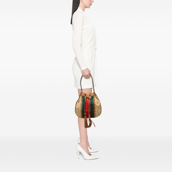 Gucci Sac porté épaule GG Web Rania Cordon Hobo Beige – vue 6 – GABY PARIS