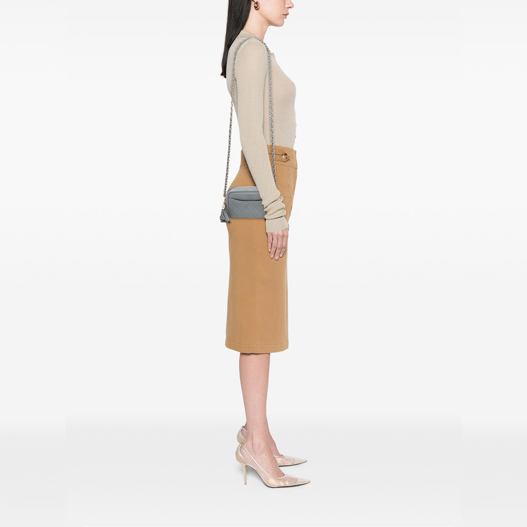 Chanel Mini Matelassé Caviar Coco Pompon Camera Étui