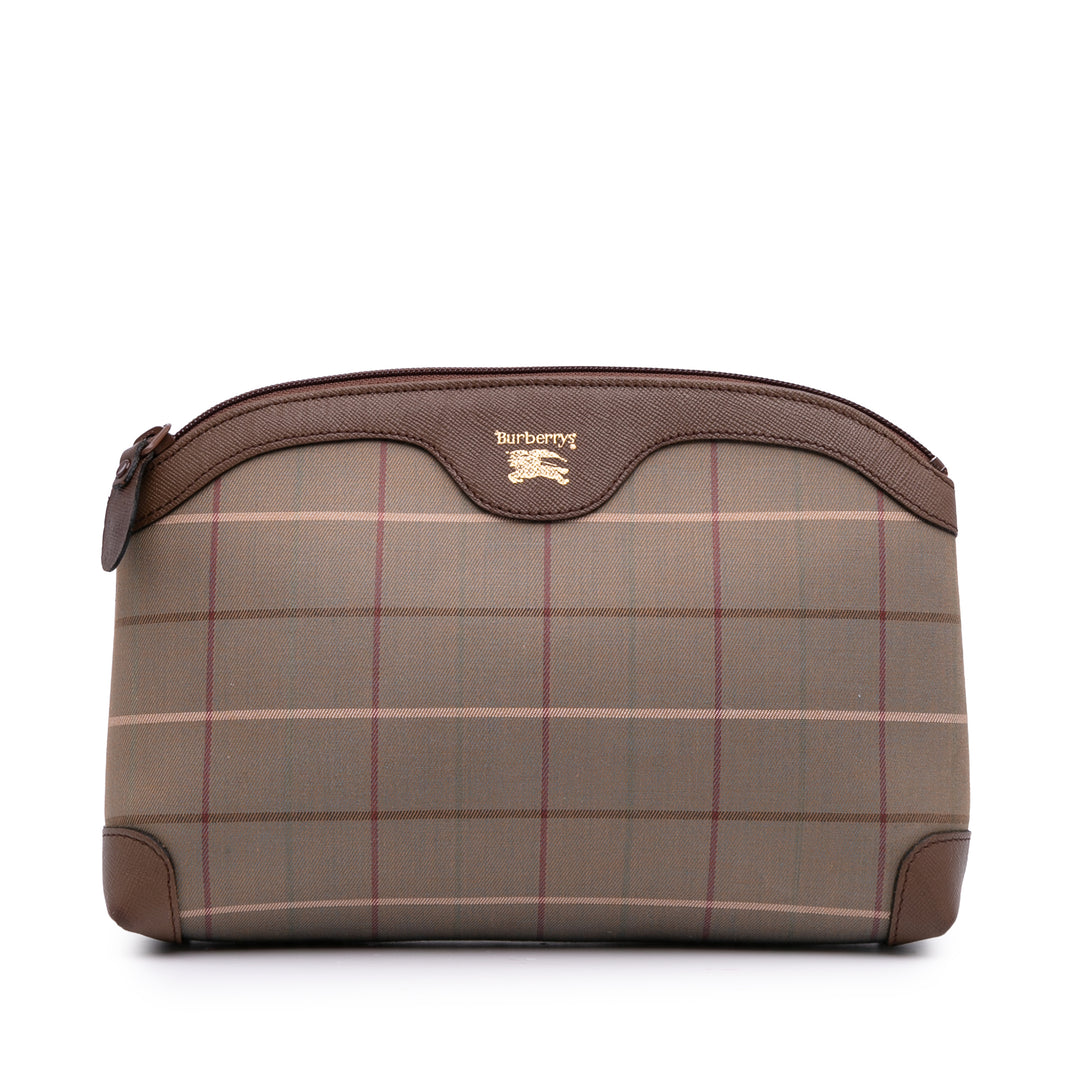 Vintage Check Canvas Clutch Brown - Gaby Paris