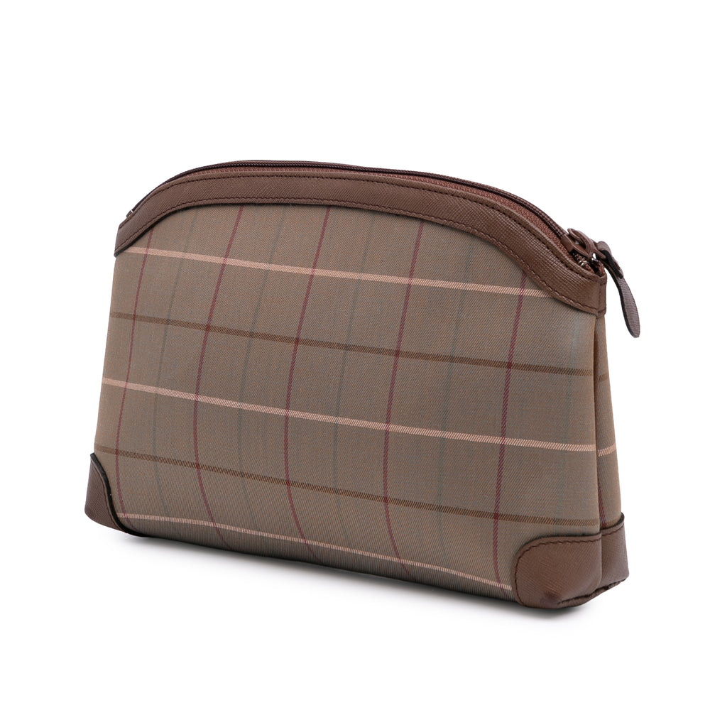Vintage Check Canvas Clutch Brown - Gaby Paris