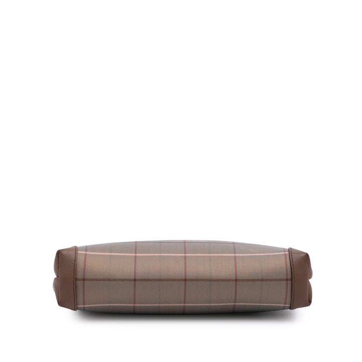 Vintage Check Canvas Clutch Brown - Gaby Paris