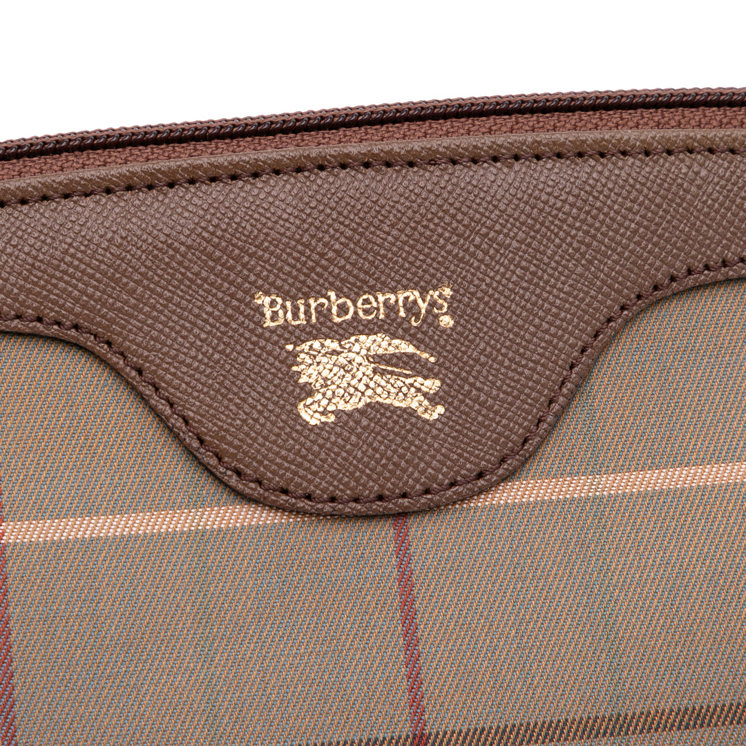 Vintage Check Canvas Clutch Brown - Gaby Paris