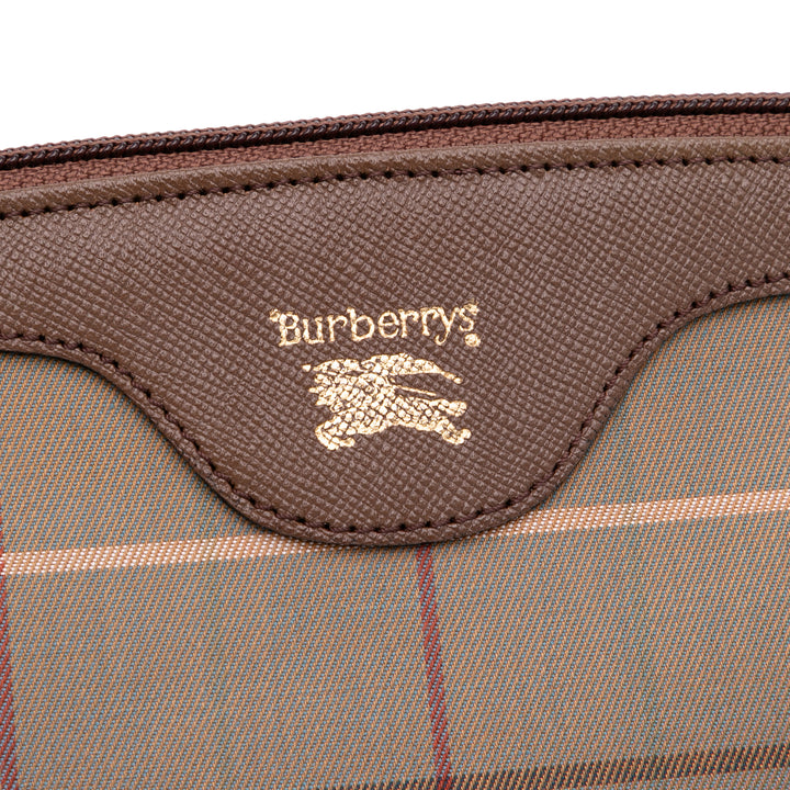 Vintage Check Canvas Clutch Brown - Gaby Paris