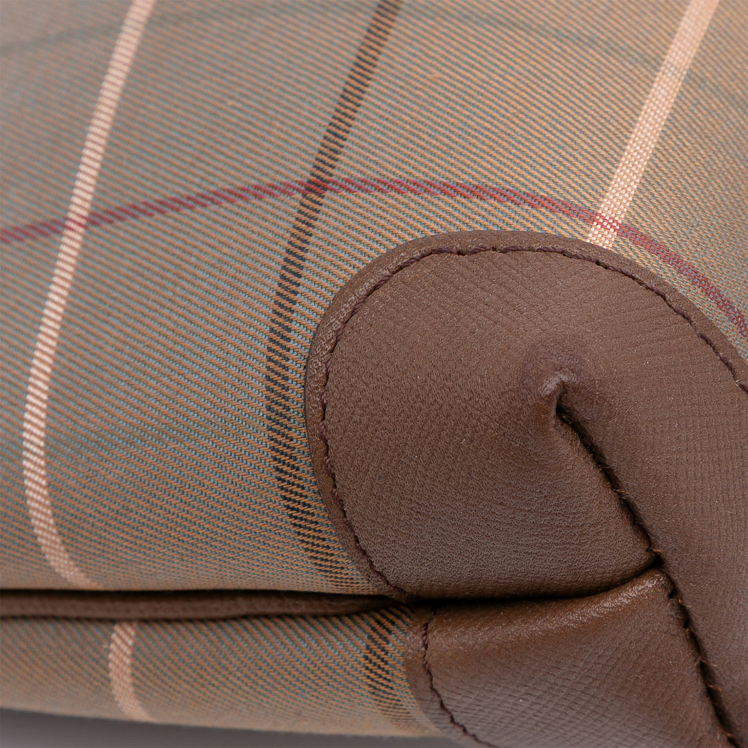 Vintage Check Canvas Clutch Brown - Gaby Paris