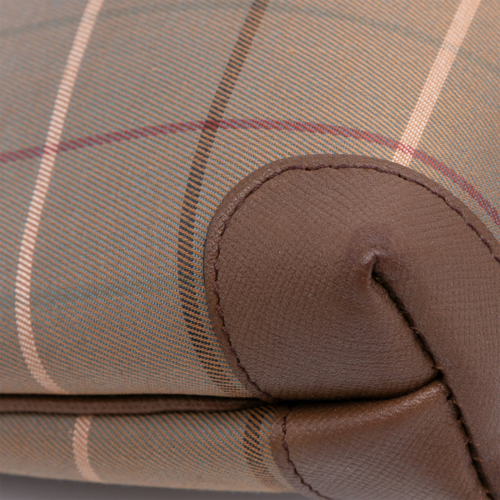 Vintage Check Canvas Clutch Brown - Gaby Paris