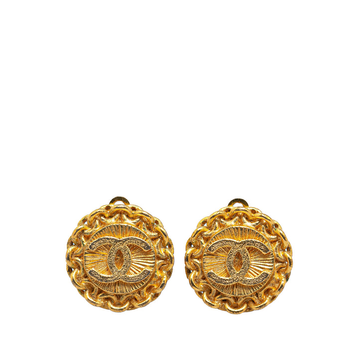 Gold Plated CC Clip On Earrings Gold - Gaby Paris