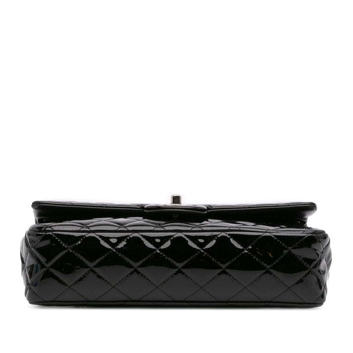 Medium Classic Patent Double Flap Black - Gaby Paris