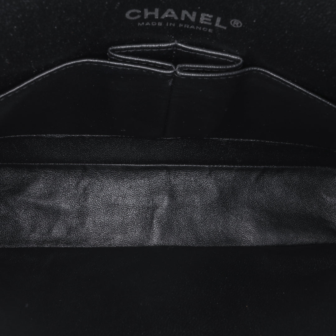 Medium Classic Patent Double Flap Black - Gaby Paris