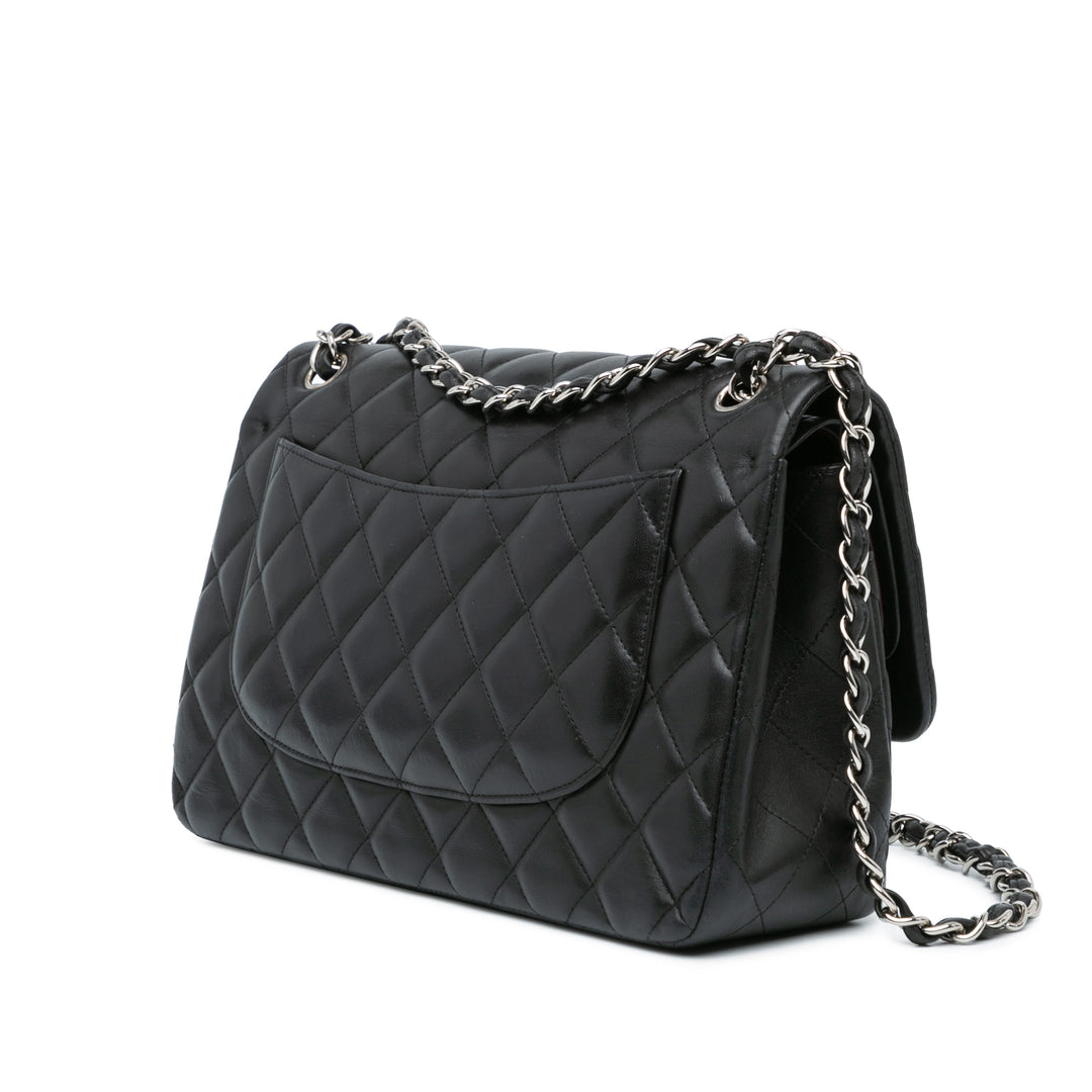 Jumbo Classic Lambskin Double Flap Black - Gaby Paris