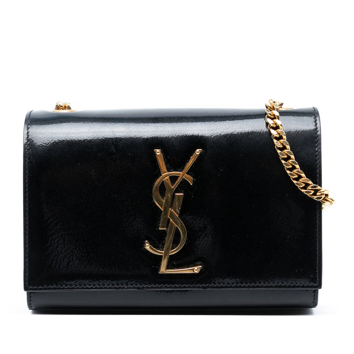 Saint Laurent Small Cuir verni Monogram Kate Sac porté croisé Noir – GABY PARIS Authentique