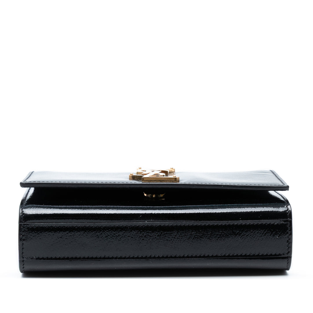 Saint Laurent Small Cuir verni Monogram Kate Sac porté croisé Noir – GABY PARIS Authentique