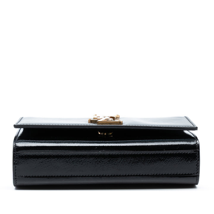 Saint Laurent Small Cuir verni Monogram Kate Sac porté croisé Noir – GABY PARIS Authentique