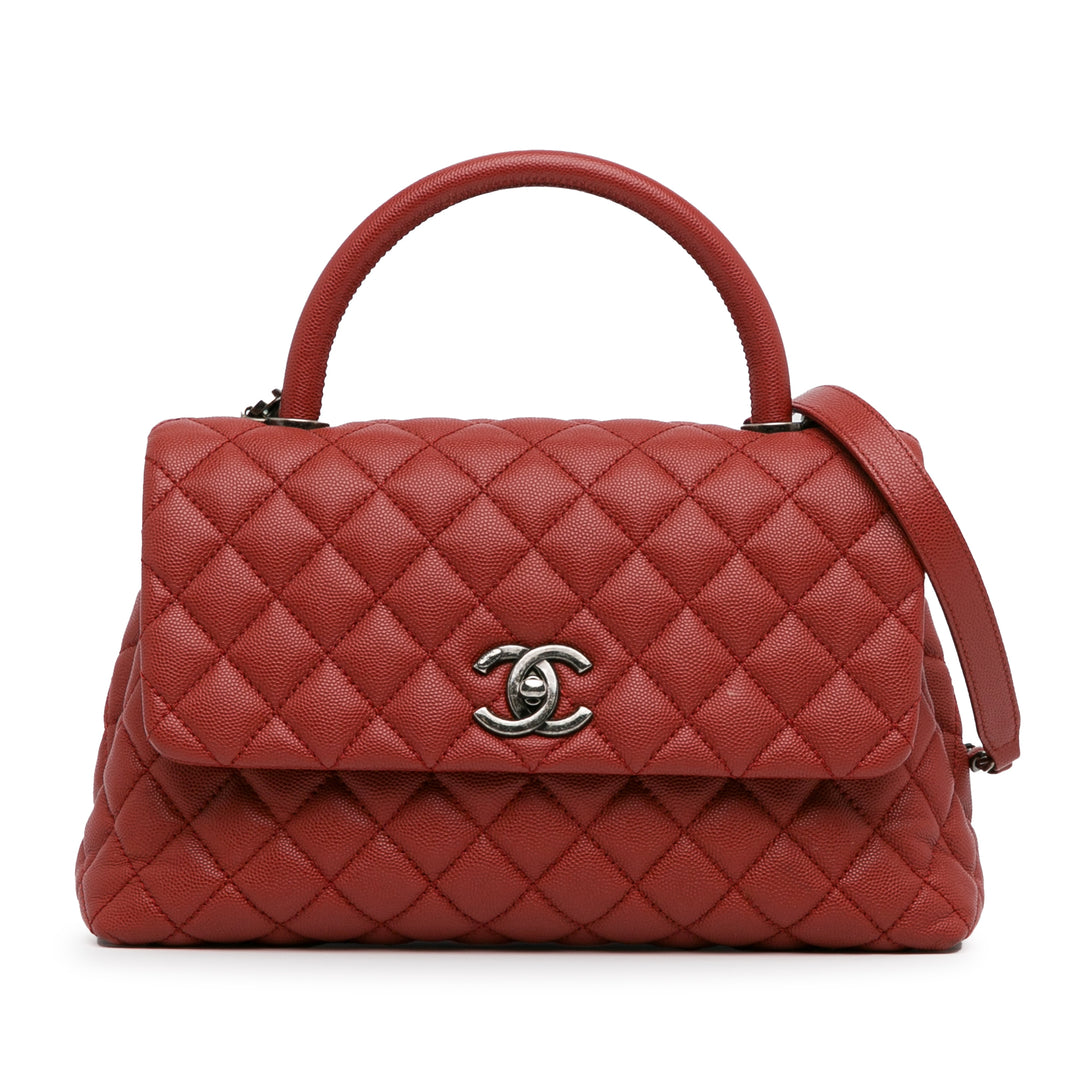 Small Caviar Coco Top Handle Bag Red - Gaby Paris