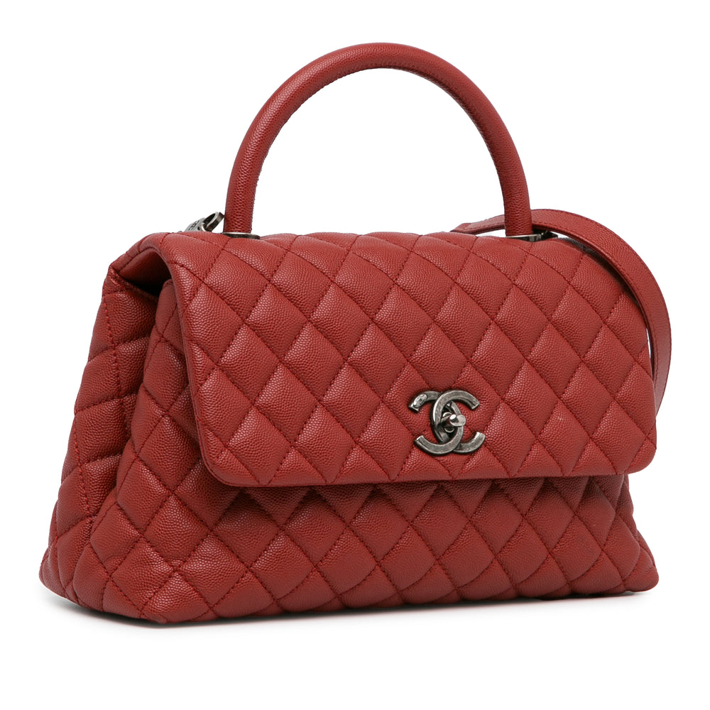 Small Caviar Coco Top Handle Bag Red - Gaby Paris