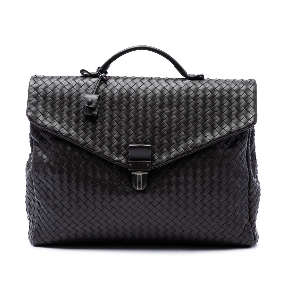 Bottega Veneta Intrecciato Business Sac nappa Marron – vue principale – GABY PARIS