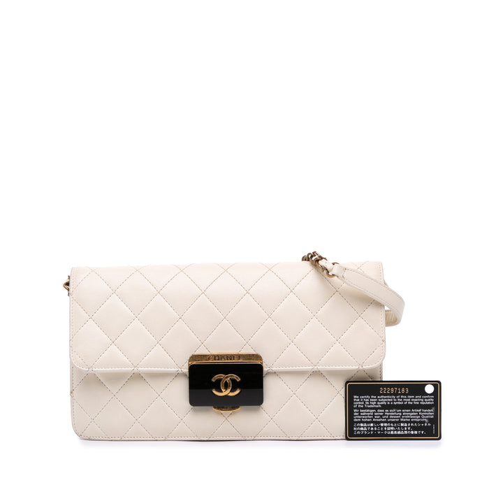 Medium Sheepskin Beauty Lock Flap White - Gaby Paris