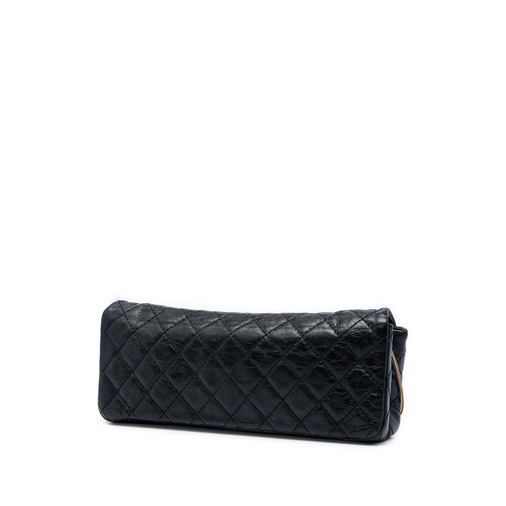 Matelassé Glacé Reissue 2.55 East West Rabat simple Cuir de veau Noir