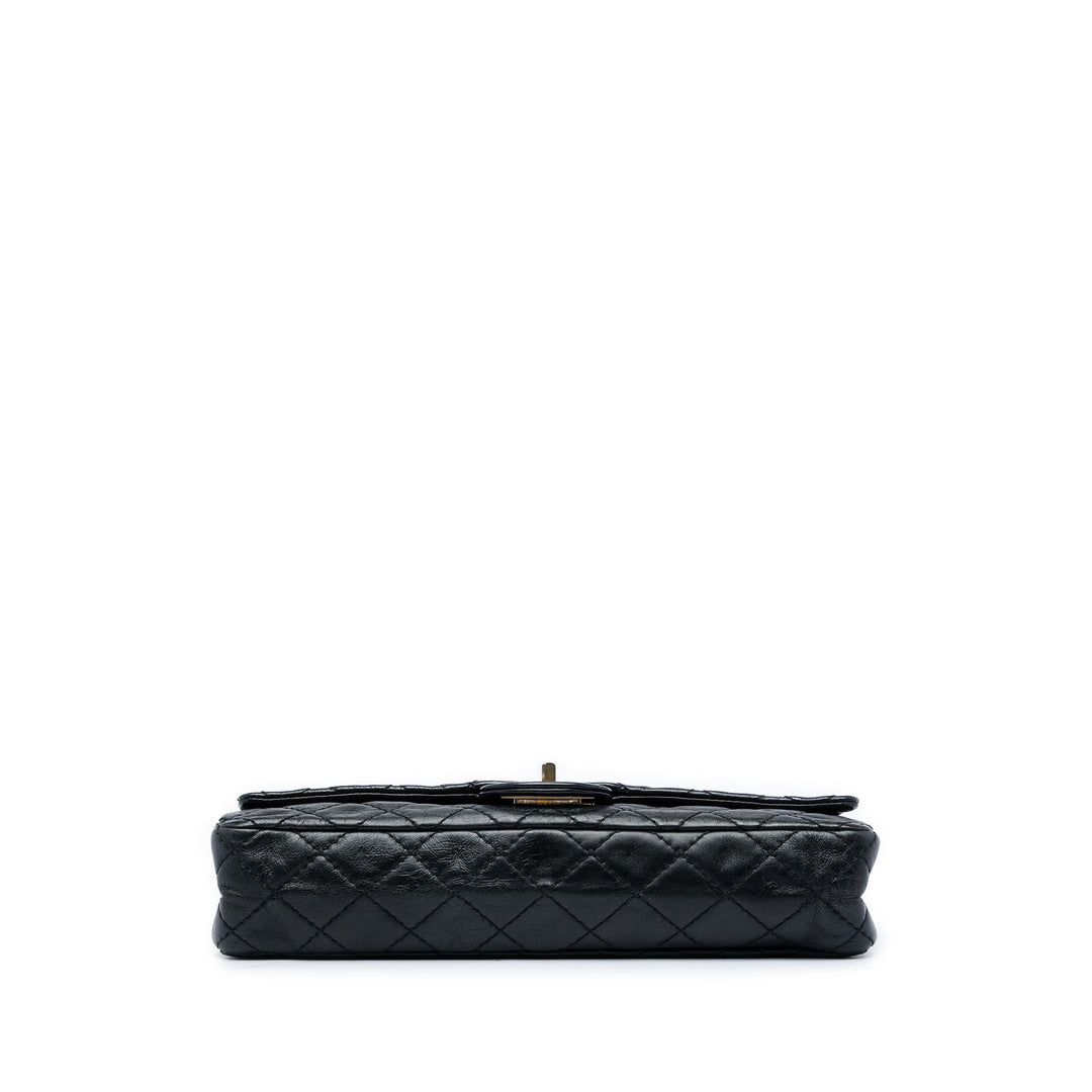 Matelassé Glacé Reissue 2.55 East West Rabat simple Cuir de veau Noir