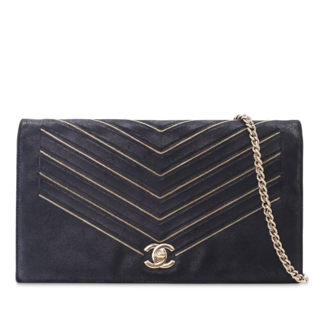 Chanel Chevron Nubuck Micro Chain Embellished Flap Noir – GABY PARIS Authentique