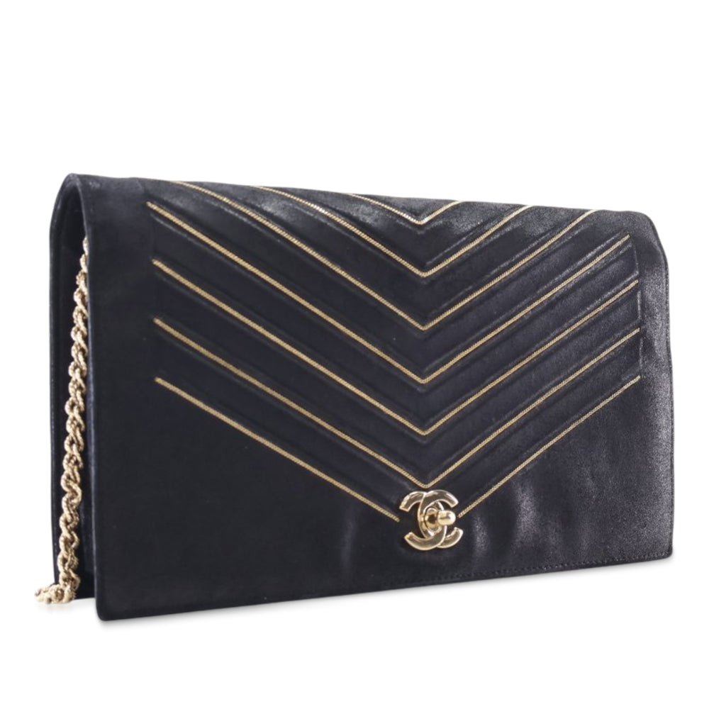 Chanel Chevron Nubuck Micro Chain Embellished Flap Noir – GABY PARIS Authentique