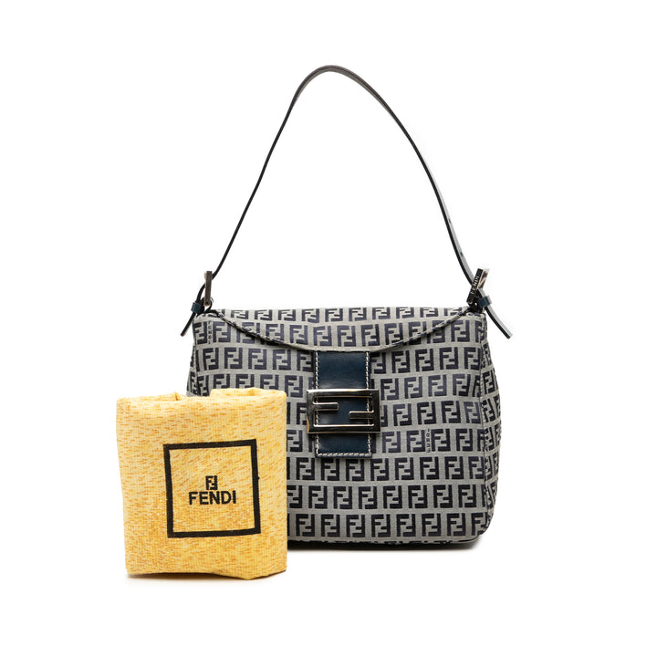 Fendi Sac porté épaule Zucchino Double rabat Mamma Gris – vue 8 – GABY PARIS