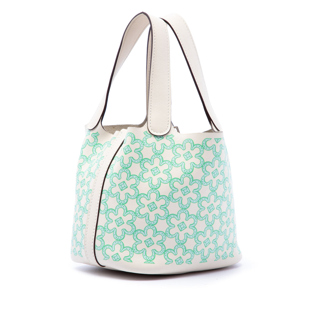 Hermès Lucky Daisy Picotin Lock 14 Micro Swift Blanc – vue 2 – GABY PARIS