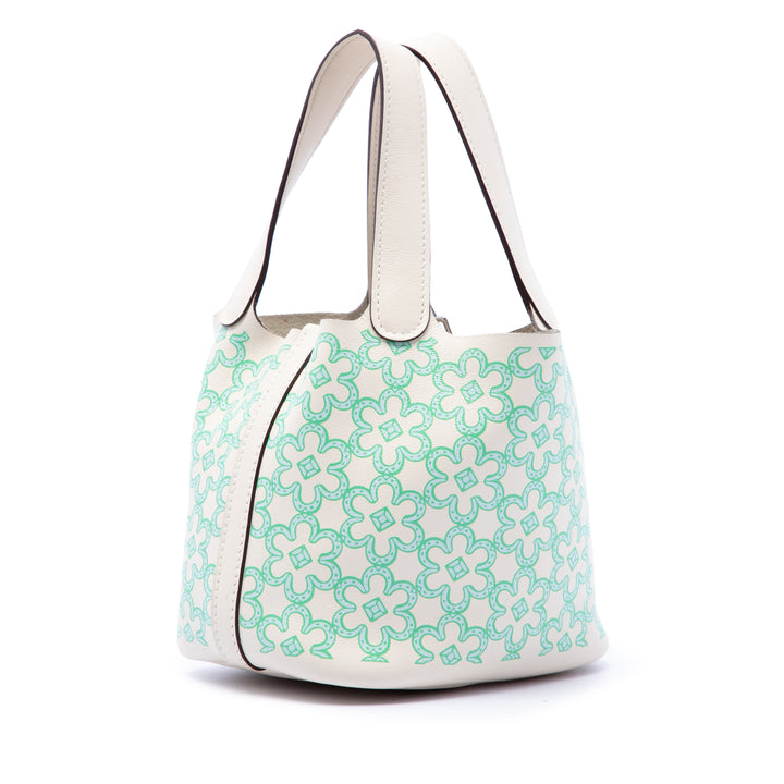 Hermès Lucky Daisy Picotin Lock 14 Micro Swift Blanc – vue 2 – GABY PARIS