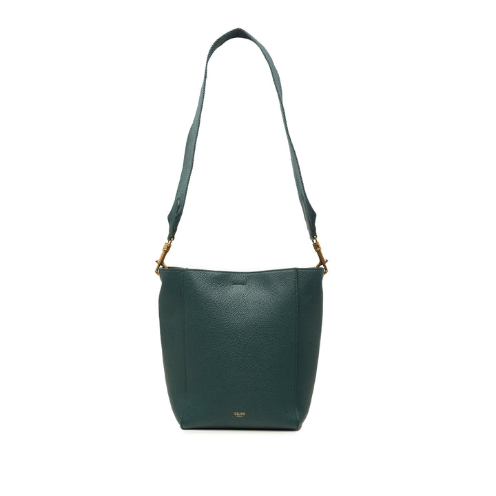 Souple grainé Seau Sangle Sac seau Petit Cuir de veau grainé Vert